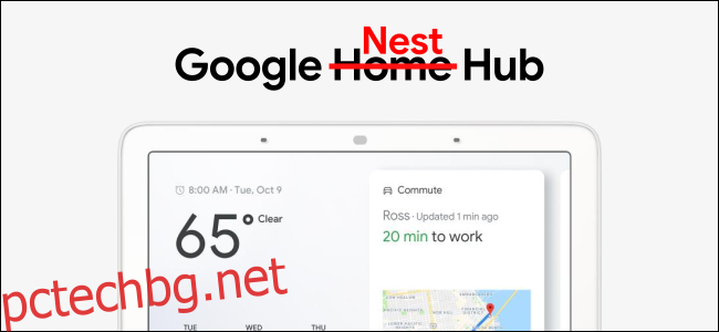 Реклама за Google Home Hub с думата 